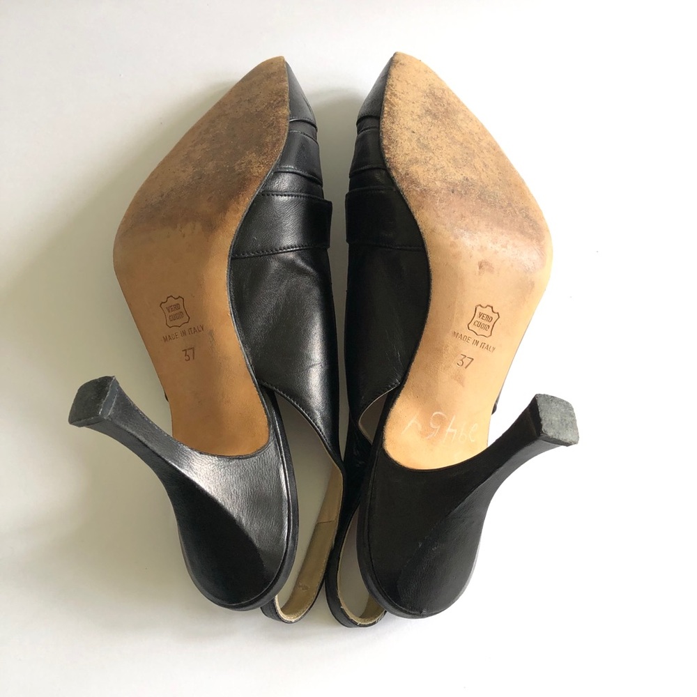 Manolo Blahnik Leather Pointed Toe Slingback Pumps - Picture 10 of 10